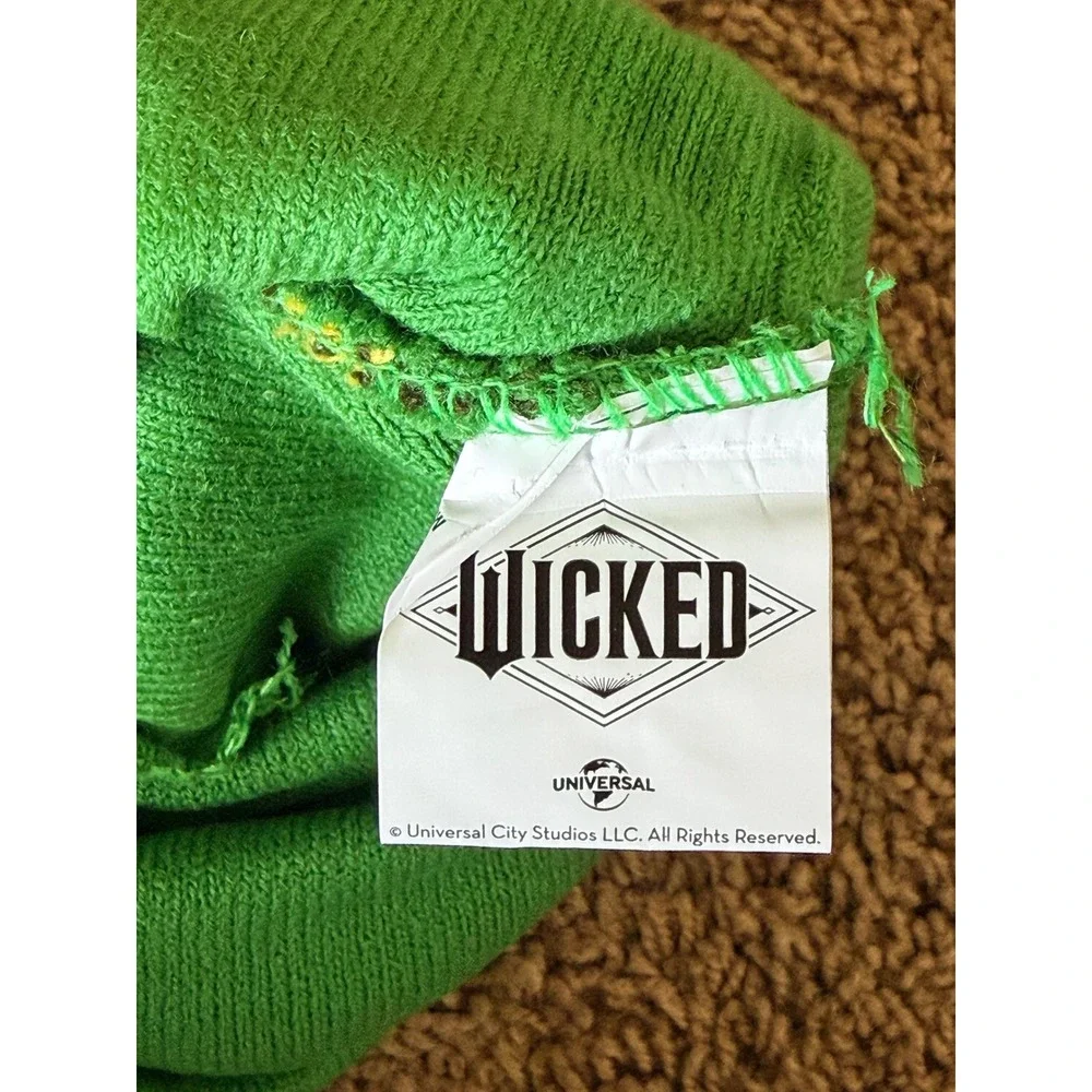 Wicked the Movie Universal Studios Green Elphaba Pom Beanie Knit Hat O/S NEW